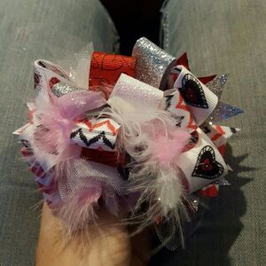 Boutique Pink & Red Stacked Loopy Bow
